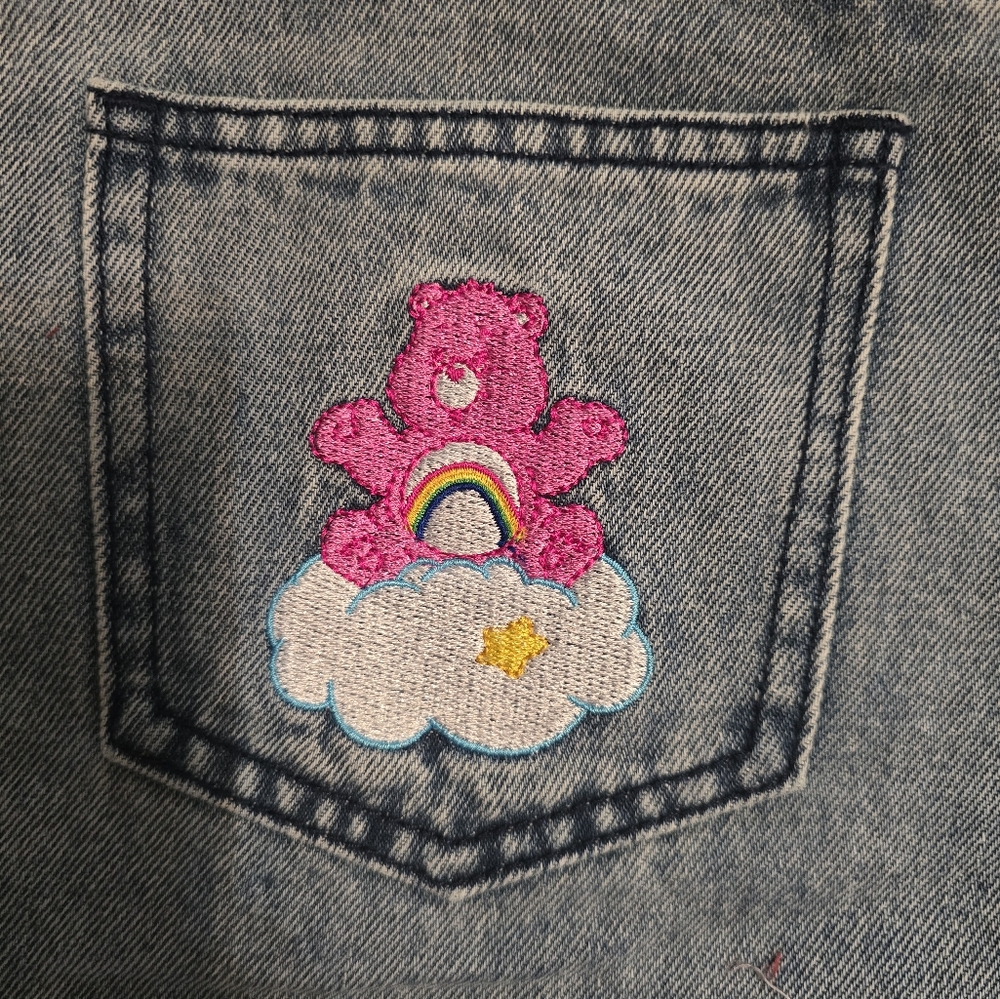 Dolls Kill Jean Shorts with Embroidered CareBears Design - Picture 4 of 5